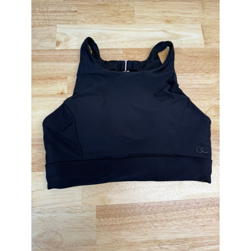 CALIA by Carrie Underwood Black High Neck Sports Bra Small Rose Gold Hardware